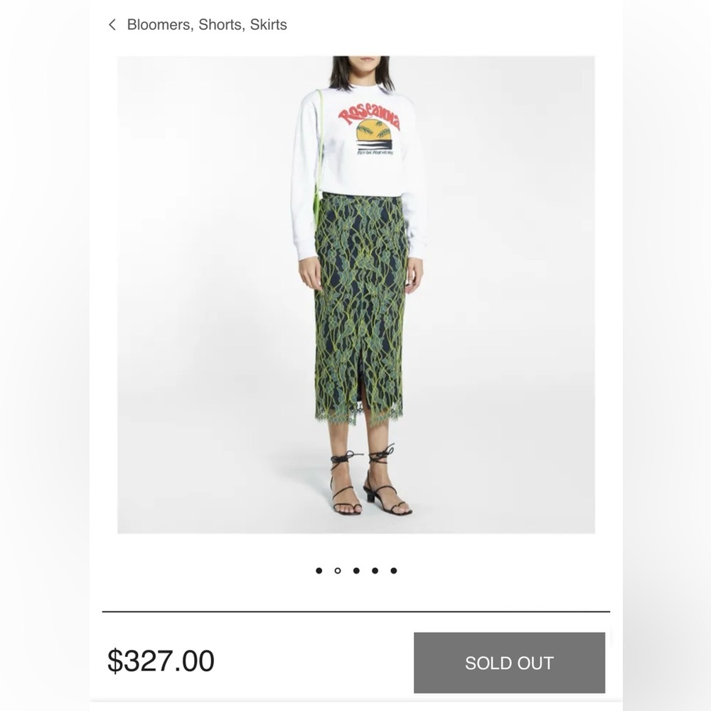 Roseanna green race skirt. French high-end brand. FR34, US 2